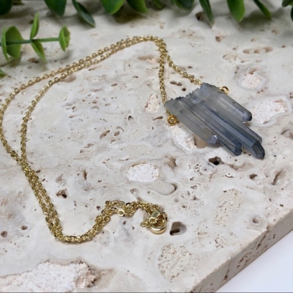 Smoky Quartz Crystal Point Necklace 14k gold - Picture 1 of 8